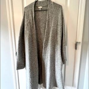 Long grey wool cardigan